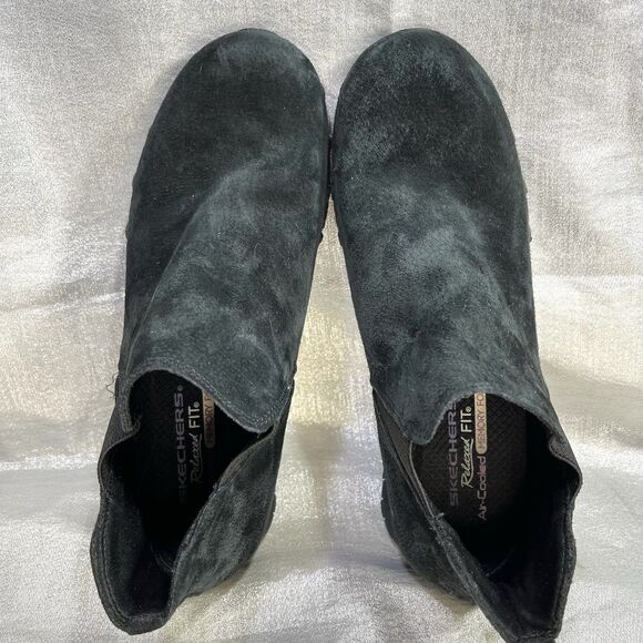 SKECHERS Bikers Mc-Bellore Relaxed Fit Black Suede Booties Women's Size 9.5 - Picture 5 of 10